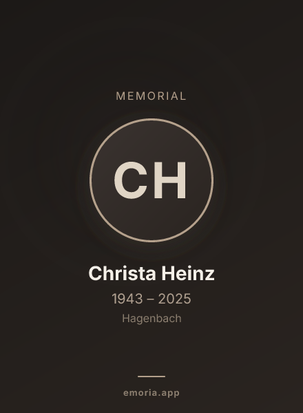Memorial portrait of Christa Heinz