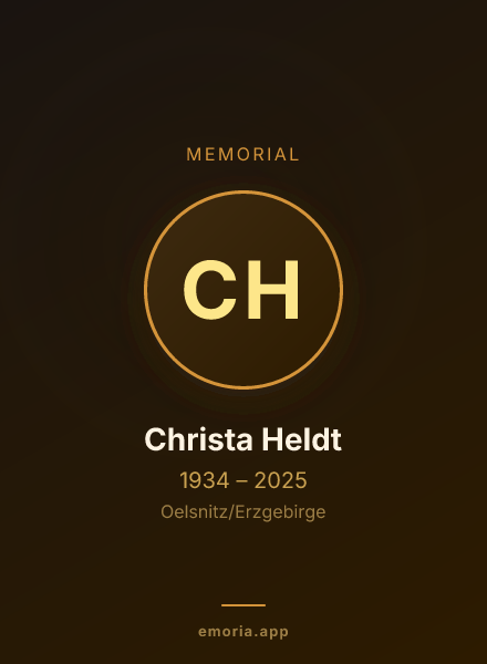 Memorial portrait of Christa Heldt