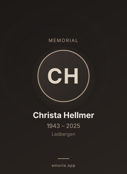 Memorial portrait of Christa Hellmer