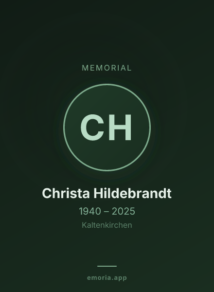 Memorial portrait of Christa Hildebrandt