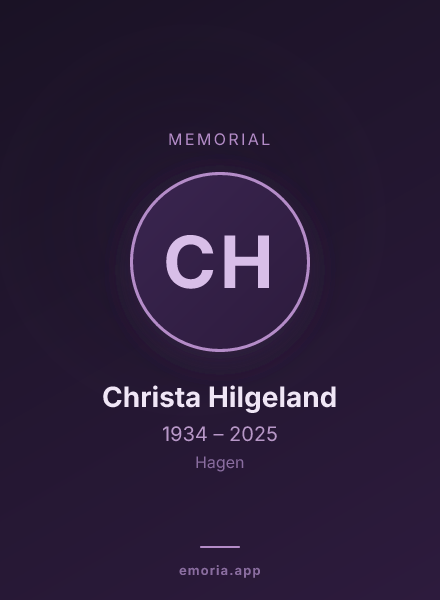 Memorial portrait of Christa Hilgeland