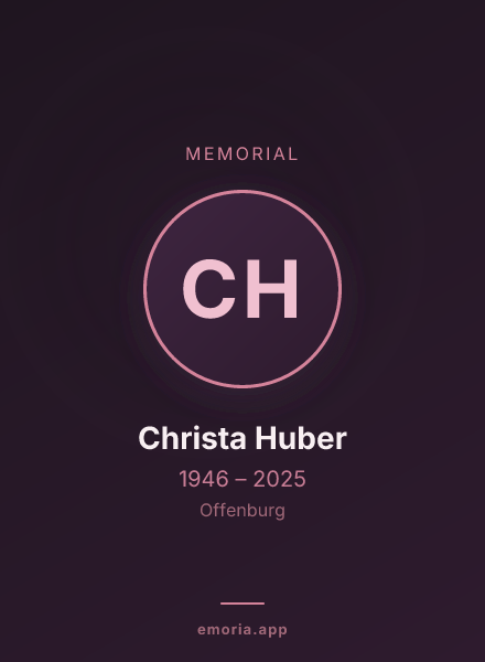 Memorial portrait of Christa Huber