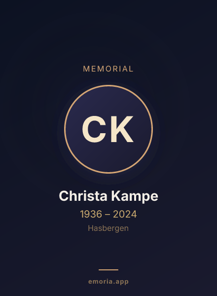 Memorial portrait of Christa Kampe