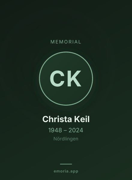 Memorial portrait of Christa Keil