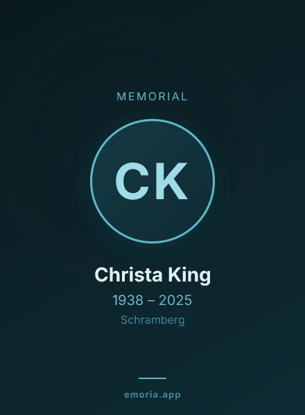 Memorial portrait of Christa King