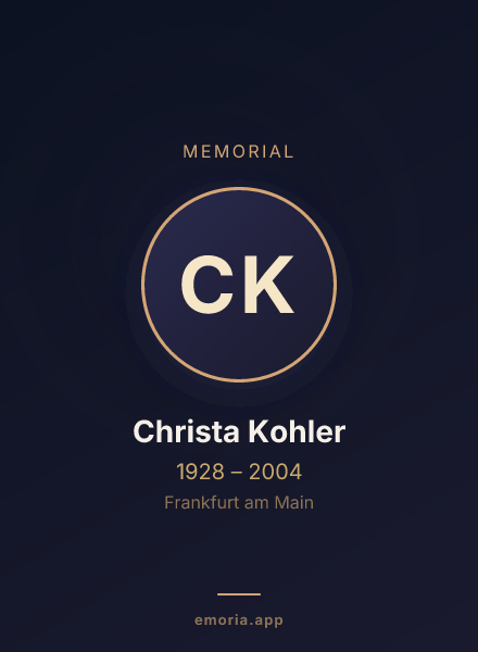 Memorial portrait of Christa Kohler