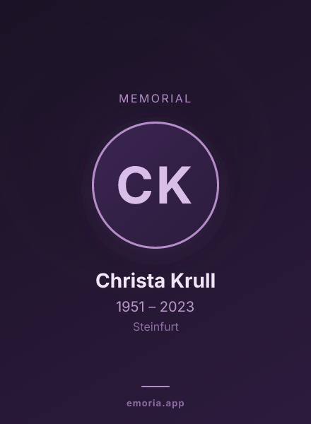 Memorial portrait of Christa Krull