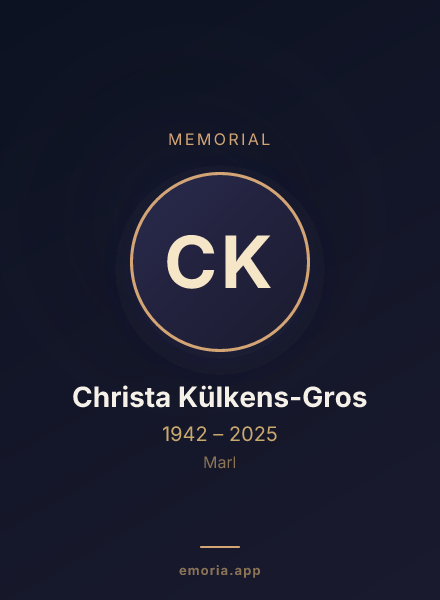 Memorial portrait of Christa Külkens-Gros