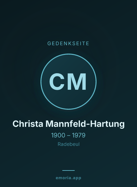 Gedenkportrait von Christa Mannfeld-Hartung