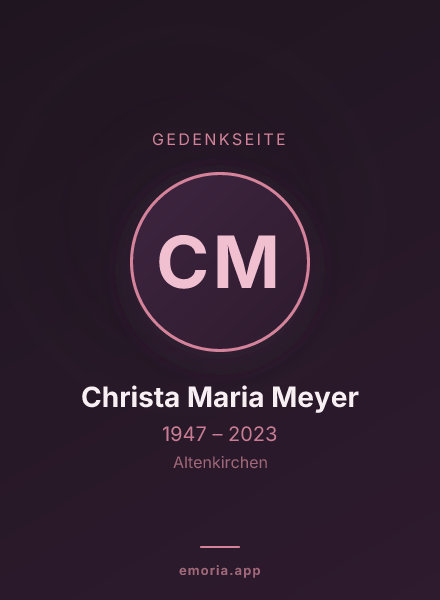 Gedenkportrait von Christa Maria Meyer
