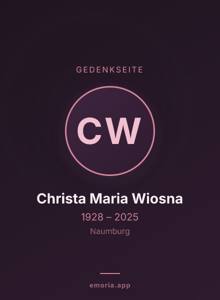 Gedenkportrait von Christa Maria Wiosna