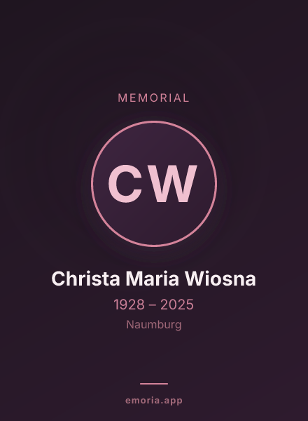 Memorial portrait of Christa Maria Wiosna
