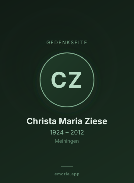 Gedenkportrait von Christa Maria Ziese