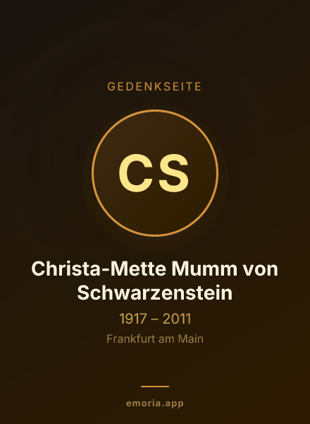 Gedenkportrait von Christa-Mette Mumm von Schwarzenstein