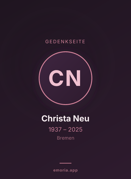 Gedenkportrait von Christa Neu
