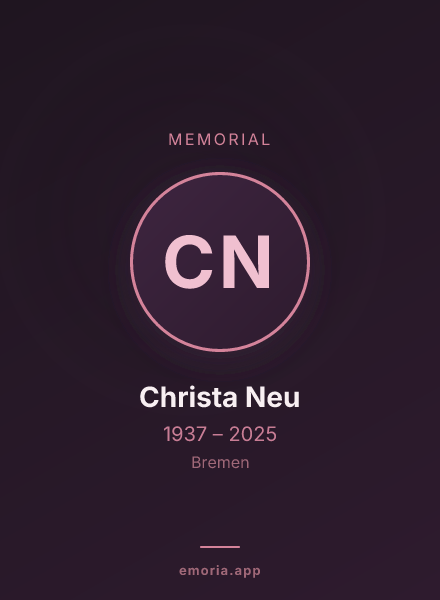Memorial portrait of Christa Neu