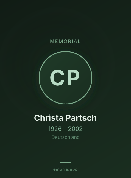Memorial portrait of Christa Partsch