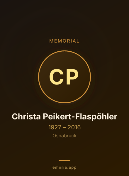 Memorial portrait of Christa Peikert-Flaspöhler