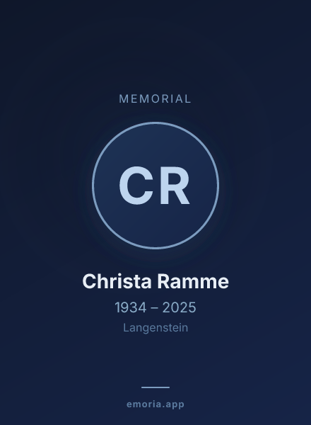Memorial portrait of Christa Ramme