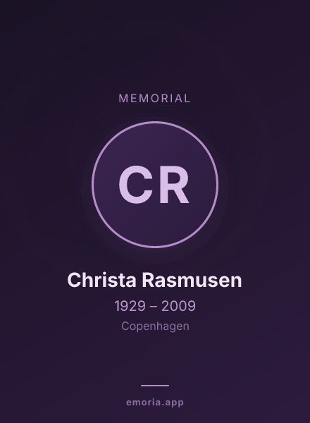Memorial portrait of Christa Rasmusen