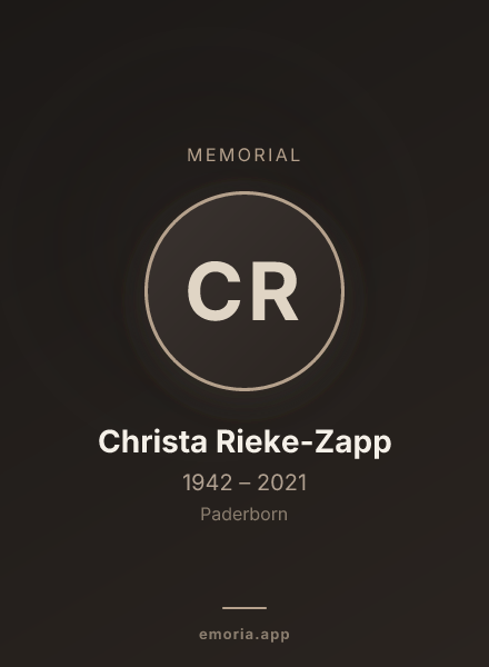 Memorial portrait of Christa Rieke-Zapp