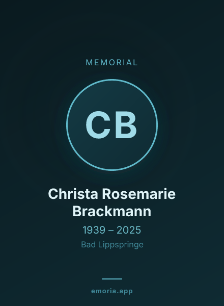 Memorial portrait of Christa Rosemarie Brackmann