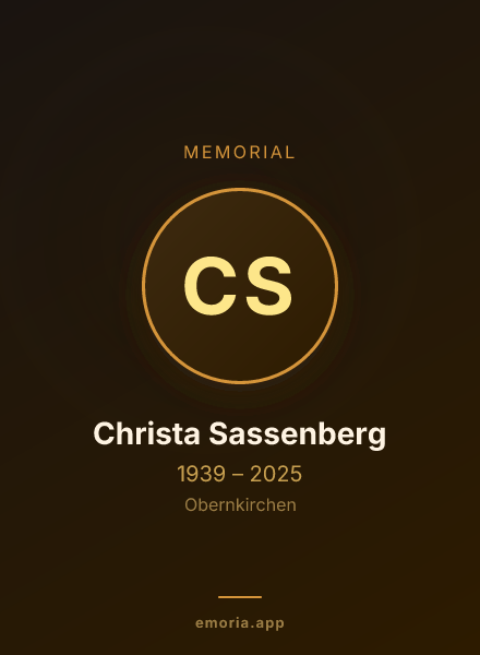 Memorial portrait of Christa Sassenberg