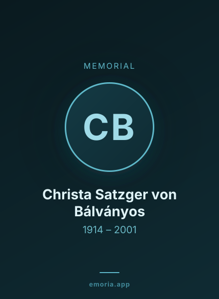 Memorial portrait of Christa Satzger von Bálványos