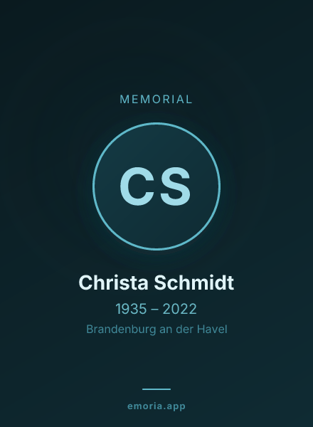 Memorial portrait of Christa Schmidt