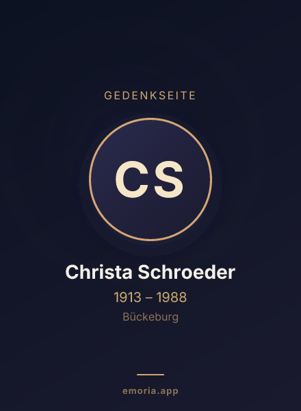 Gedenkportrait von Christa Schroeder