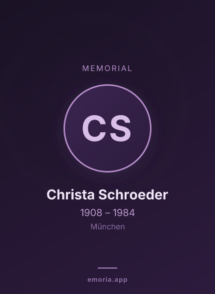 Memorial portrait of Christa Schroeder