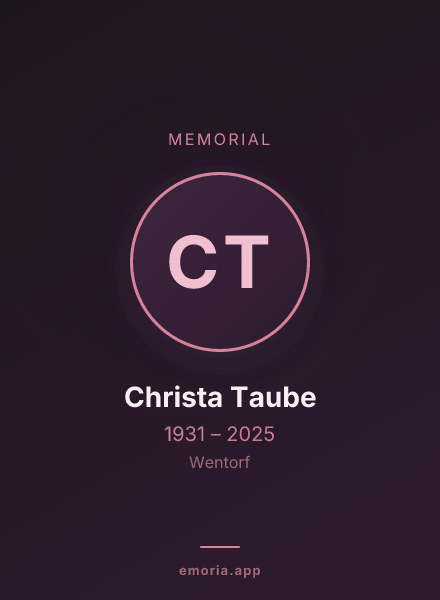 Memorial portrait of Christa Taube