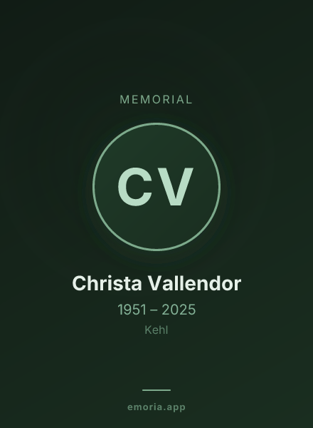 Memorial portrait of Christa Vallendor