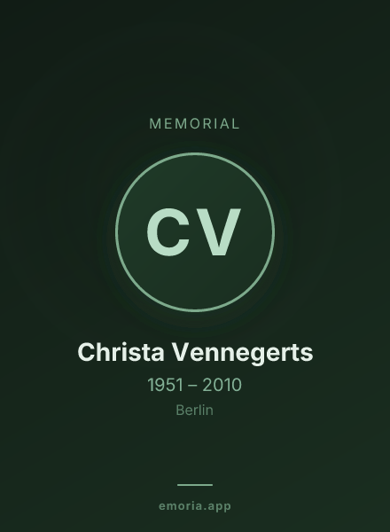 Memorial portrait of Christa Vennegerts