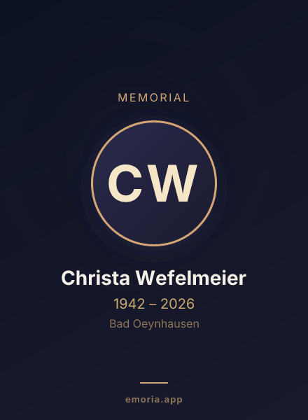 Memorial portrait of Christa Wefelmeier