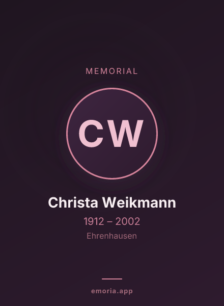 Memorial portrait of Christa Weikmann