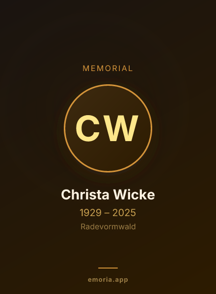 Memorial portrait of Christa Wicke