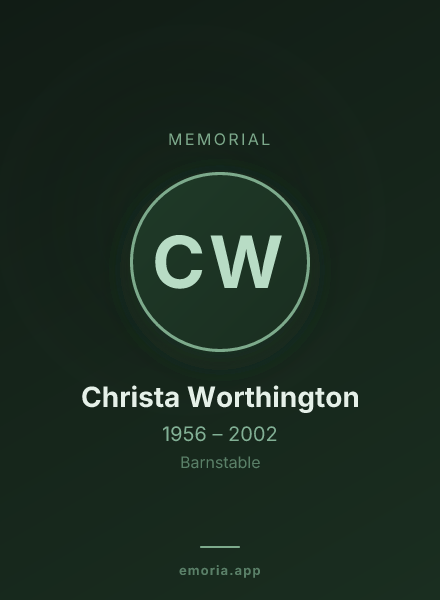 Memorial portrait of Christa Worthington