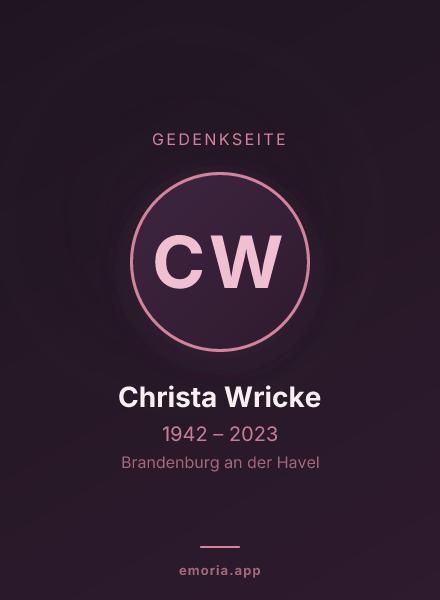 Gedenkportrait von Christa Wricke