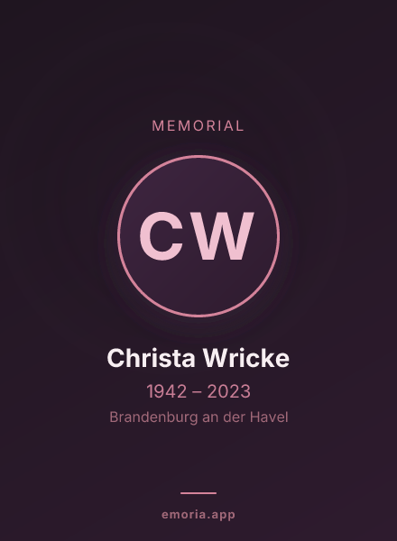 Memorial portrait of Christa Wricke
