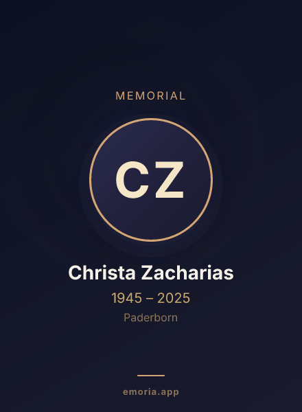Memorial portrait of Christa Zacharias