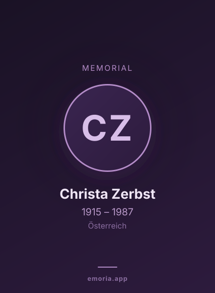 Memorial portrait of Christa Zerbst
