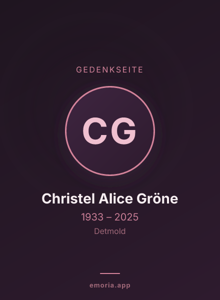 Gedenkportrait von Christel Alice Gröne