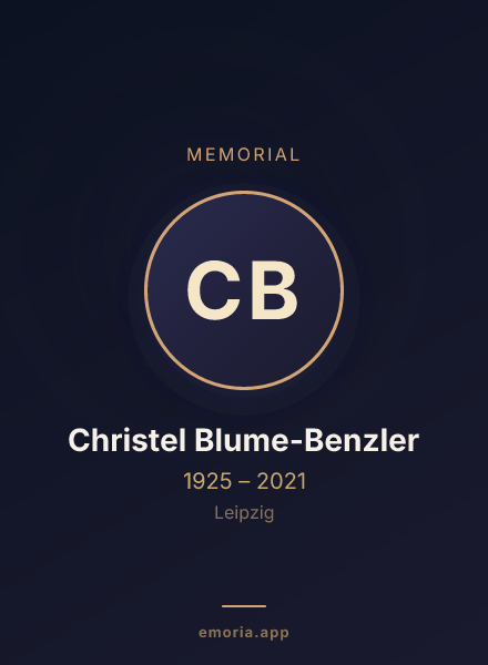 Memorial portrait of Christel Blume-Benzler