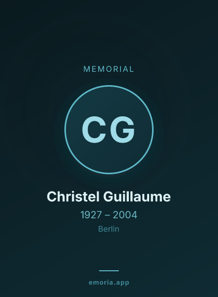 Memorial portrait of Christel Guillaume
