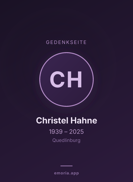 Gedenkportrait von Christel Hahne
