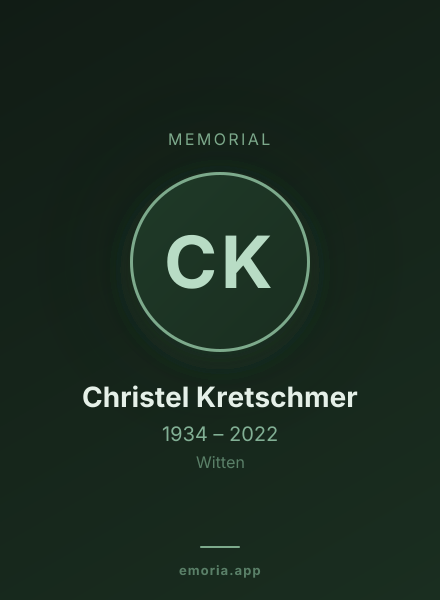 Memorial portrait of Christel Kretschmer