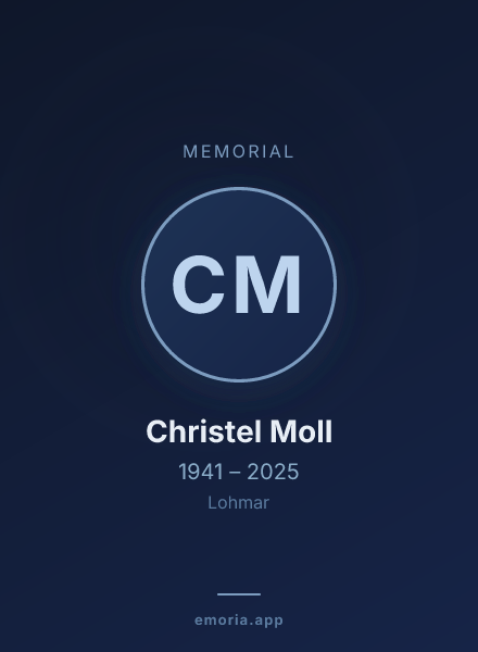 Memorial portrait of Christel Moll