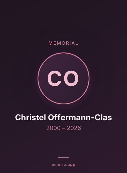 Memorial portrait of Christel Offermann-Clas