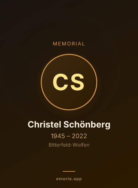 Memorial portrait of Christel Schönberg
